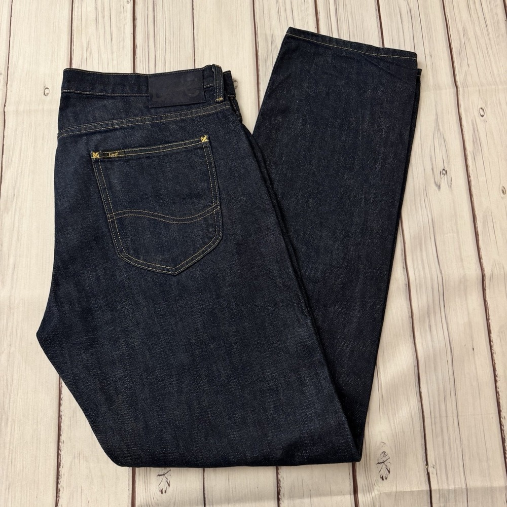 Lee 101S Selvedge Denim Jeans W34 L34 Raw Dark Indigo Button Fly Mens